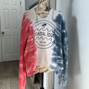 Coastal Edge VB/VA Res White & Blue Long Sleeve Comfy Hoodie L